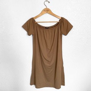 Short Sleeve Tan Dress